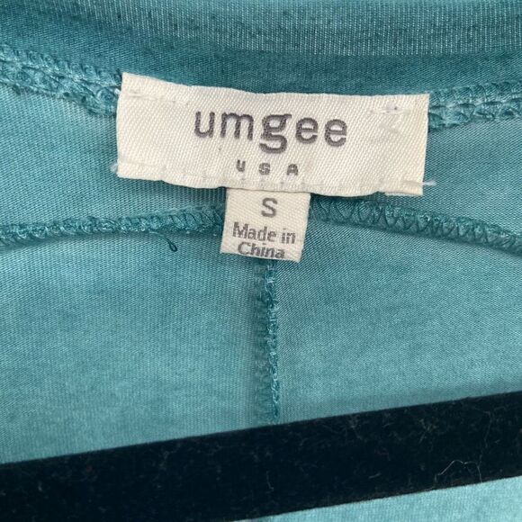 UMGEE Oversized Washed V-Neck Tee Chest Pocket Dress in Peacock Green Small - Picture 4 of 9